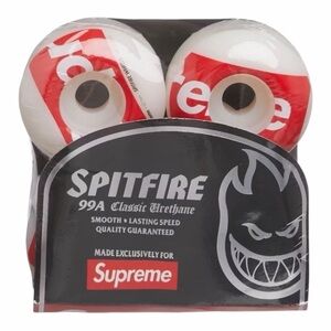 NEW Supreme x Spitfire Shop Logo Skateboard Wheels Set of 4 White 52mm FW21 RARE